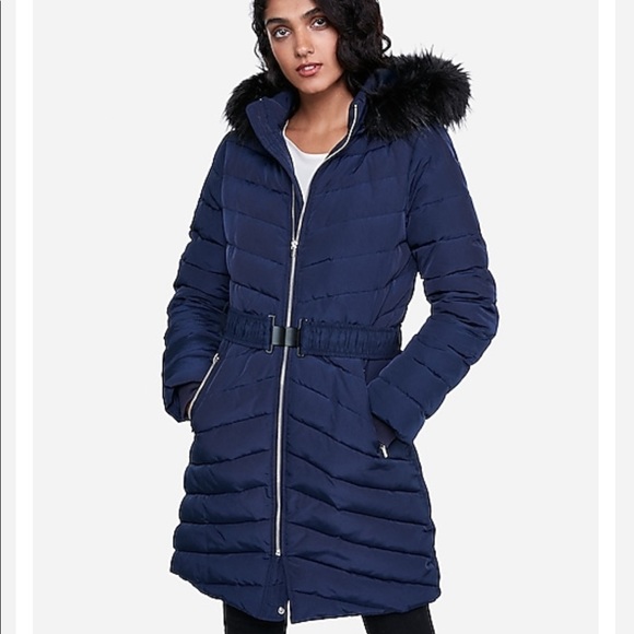 express belted puffer coat
